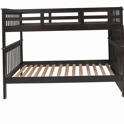Lit superposé double au-dessus de double avec espace de rangement et rails, pour chambres à coucher, dortoirs, en brun foncé
