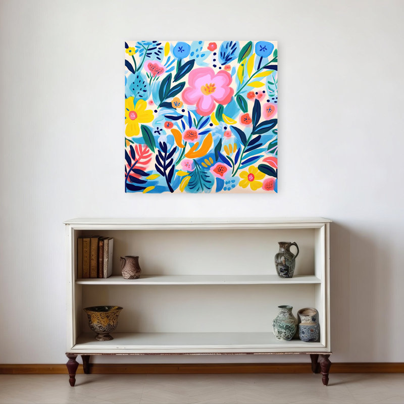 Fleurs bleues, art moderne abstrait, audacieux et coloré