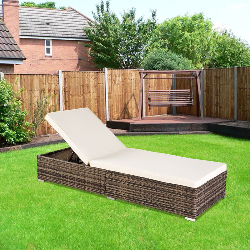 Coster Outdoor Wicker Chaise Lounge , Cushion Included, Gray