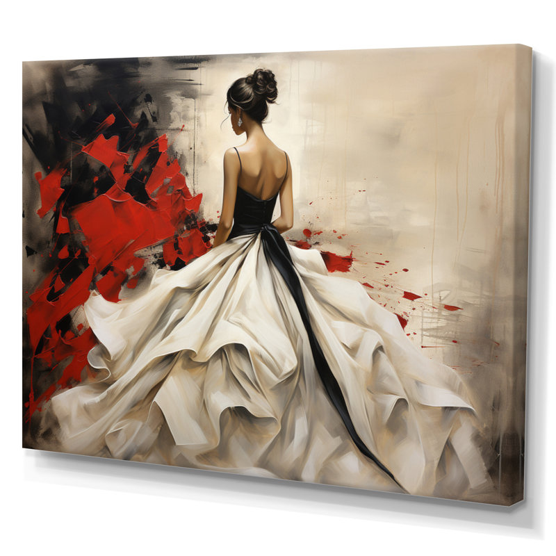 Fashion - robe rouge élégance dévoilée - imprimé, H 12 po x l 20 po x P 1 po, Toile tendue