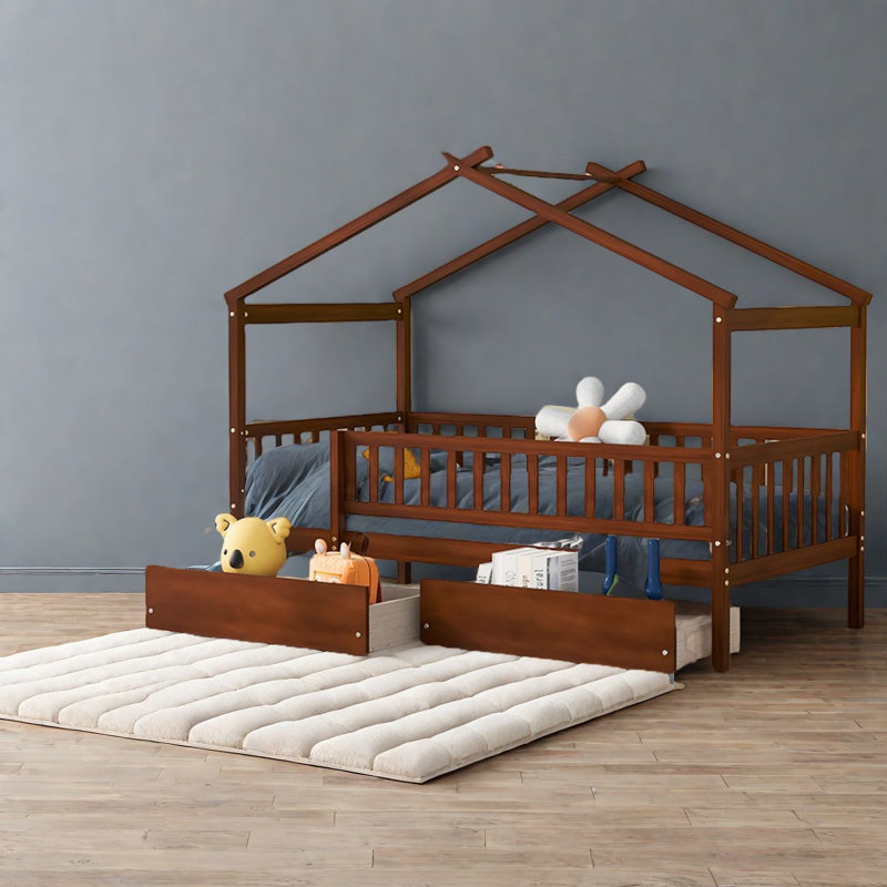 Lits simples en bois avec rangement spacieux et design fantaisiste