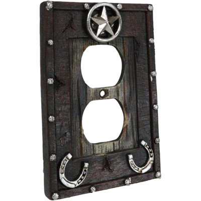 Ensemble de 2 couvercles de prise double Lucky Horseshoes Rustic Western Star