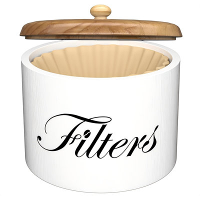 Porte-filtre à café, rangement pour filtre à café en bois avec couvercle, contenant de filtre à café rond pour comptoir, décor d'accessoires de bar à café rustique