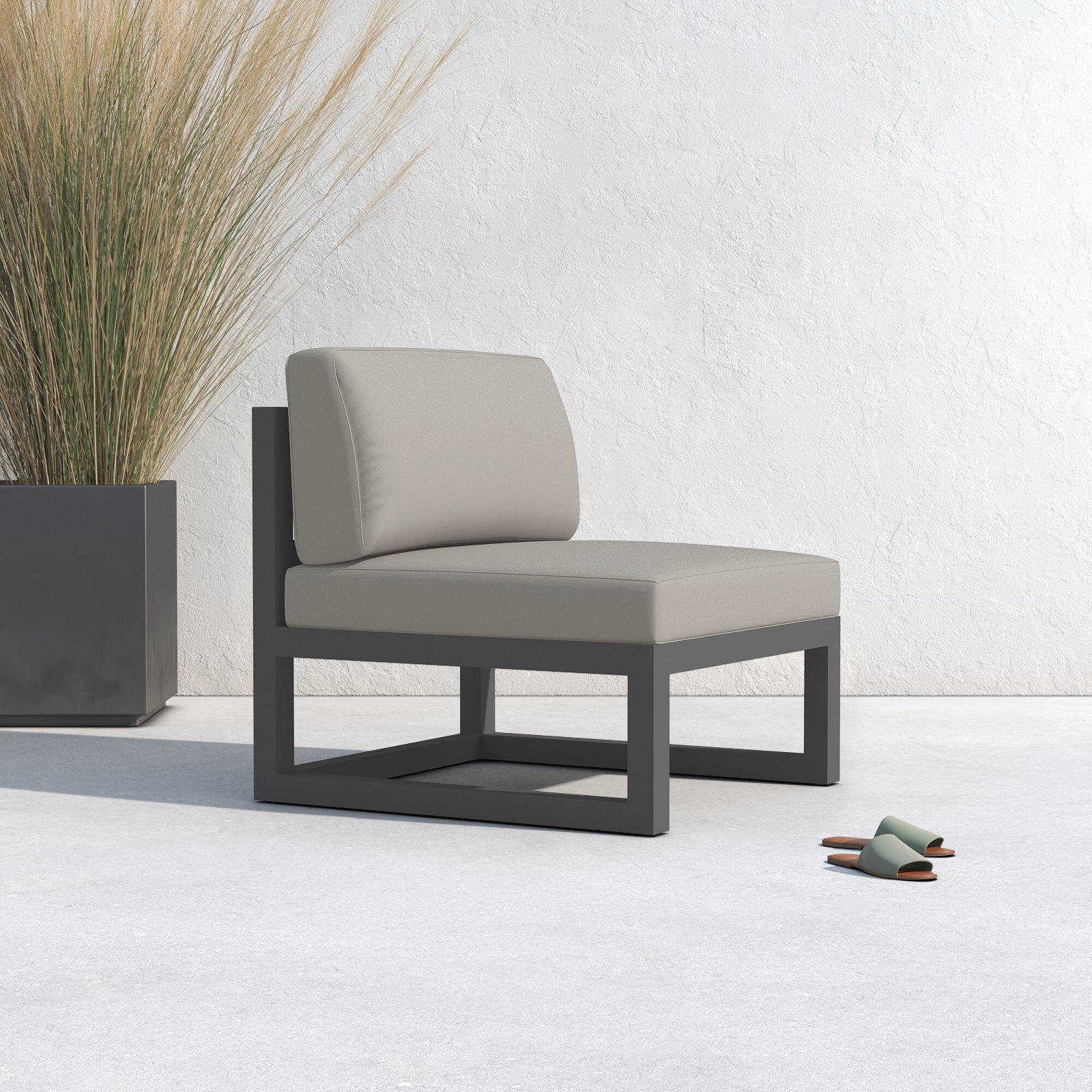 Smith Sunbrella® Patio Lounge Chair, Canvas Charcoal, Slate
