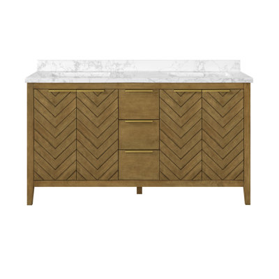 Ashirah 60 in. Double Sink Bathroom Vanity in Almond Latte -  Wade Logan®, EBF885672C704A679418CEA801293C29