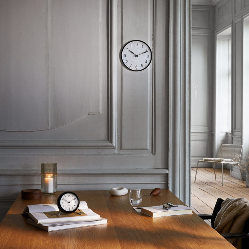 Station Metal Wall Clock, Black/White, Large