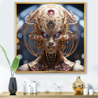 " Sci-Fi Portrait Of Golden Futuristic Goddess "