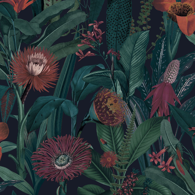 Tigerlily Lush Wallpaper, Green