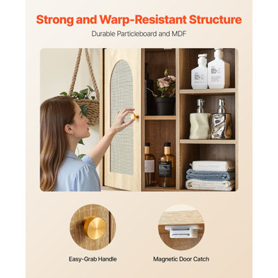 Bathroom Wall Cabinet, Door and Adjustable Shelf with 5 Height Levels, Over the Toilet Storage Medicine Cabinet Wall Mounted, Hanging Organizer with Shelves