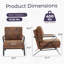 Chaise avec accoudoirs rembourrée de style Mid-Century avec structure en fer et coussin plus épais pour salon, lecture, balcon, brun