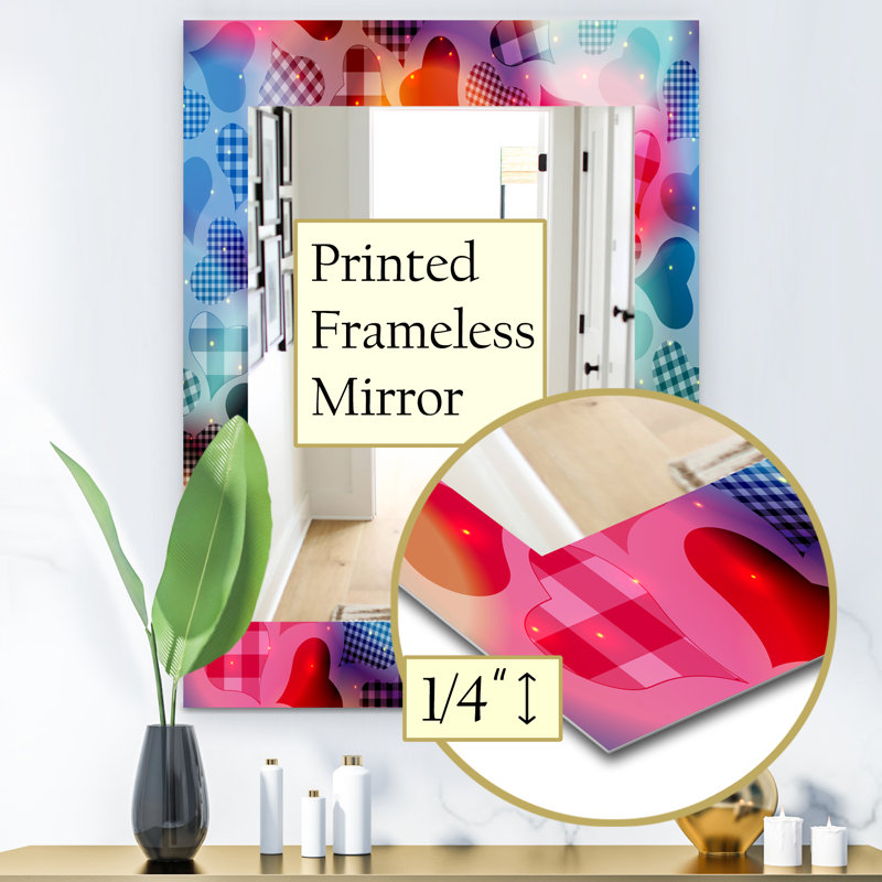 Floating Hearts With Squared Pattern Mirror, 39.4" H x 29.5" W