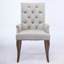 Chaise de salle à manger rembourrée en tissu de chenille, pieds courbés en bois massif, élégante chaise capitonnée de salle à manger avec accoudoirs, paquet simple, beige-1036623982