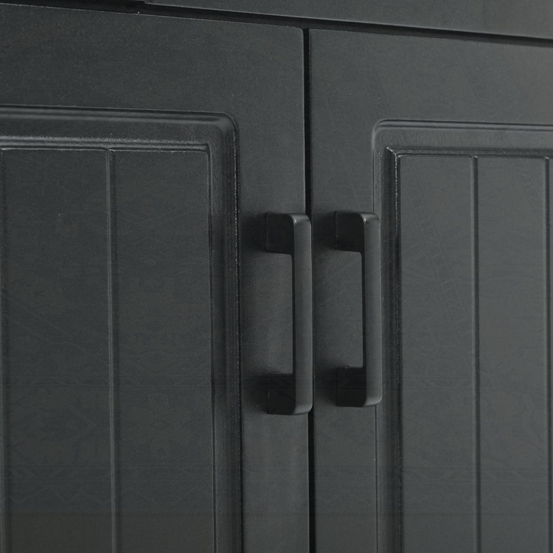 Cabinet with Coat Rack and Metal hooks, Black