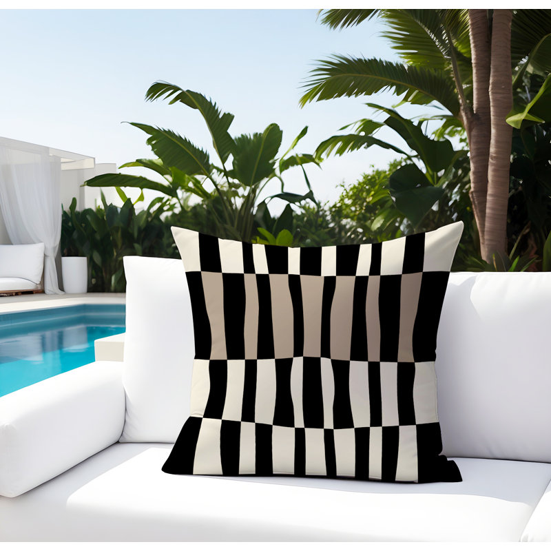Bianca Spun Polyester Reversible Throw Pillow, 19"H x 19"W, Beige/Off White/Black