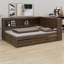 Lit de jour en bois avec tablettes de rangement, USB, DEL et lit gigogne-818078068