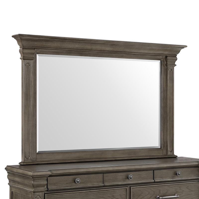 Ensemble de chambre à coucher Adline, Gris, 5 pièces: lit, commode, miroir, commode, table de, Très grand lit
