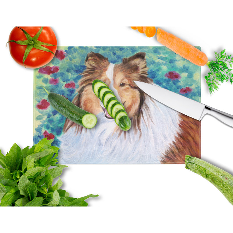 Caroline's Treasures Tempered Glass Sheltie Cutting Board