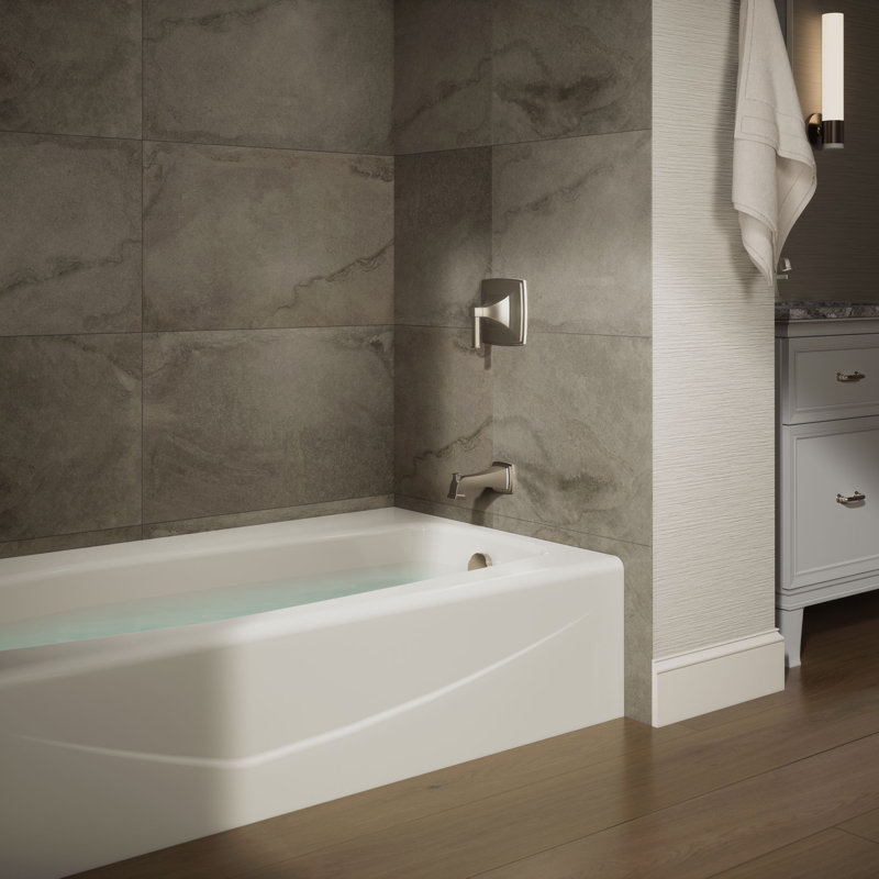 Villager Alcove 60" x 34" Alcove/Tile in Cast Iron Soaking Bathtub, Almond, Left