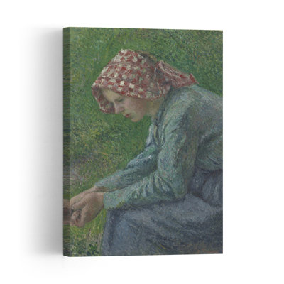 Paysanne assise, estampe d'art mural contemporain abstraite impressionniste de 1885