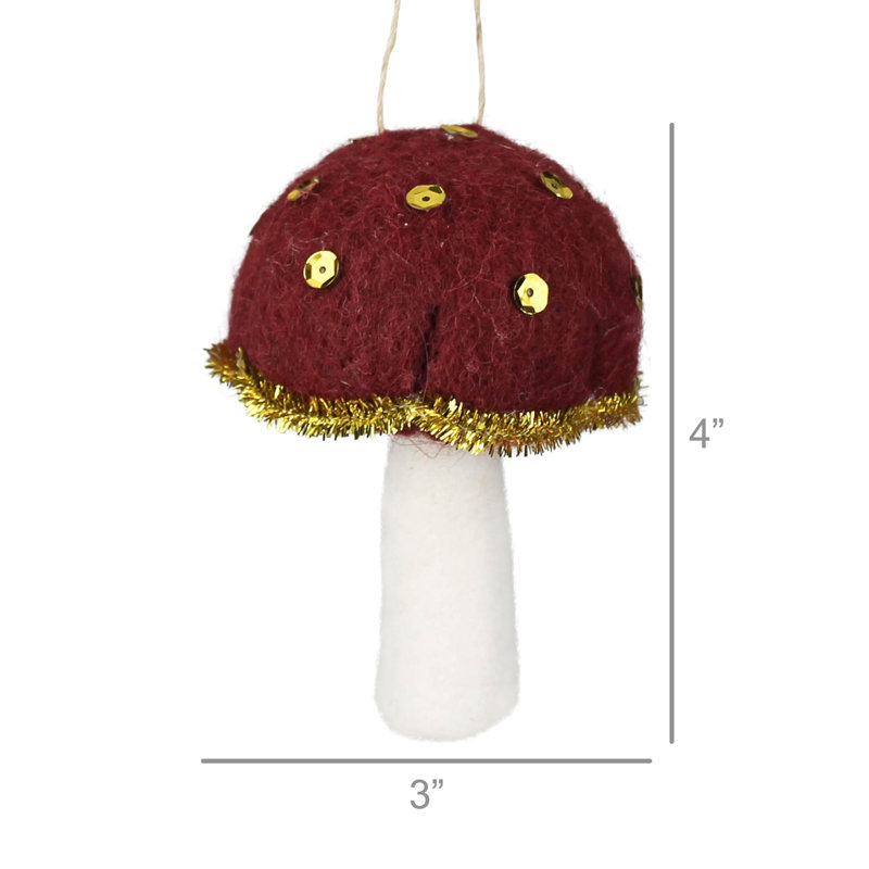Figurine suspendue champignon de Noël, Rouge/doré