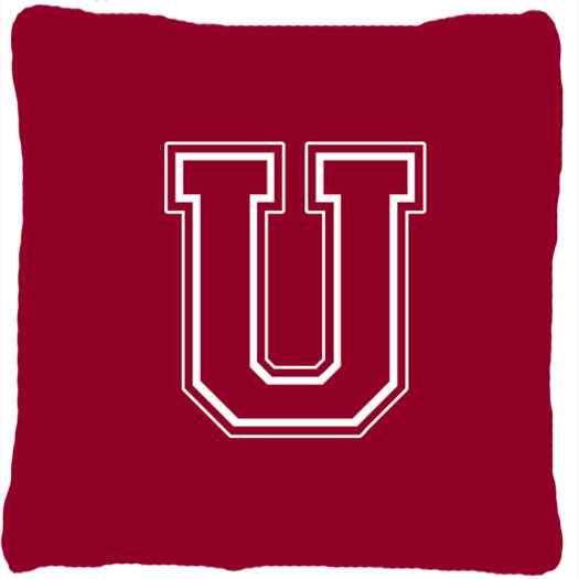 Monogram Initial Maroon and White Indoor/Outdoor Throw Pillow Caroline's Treasures