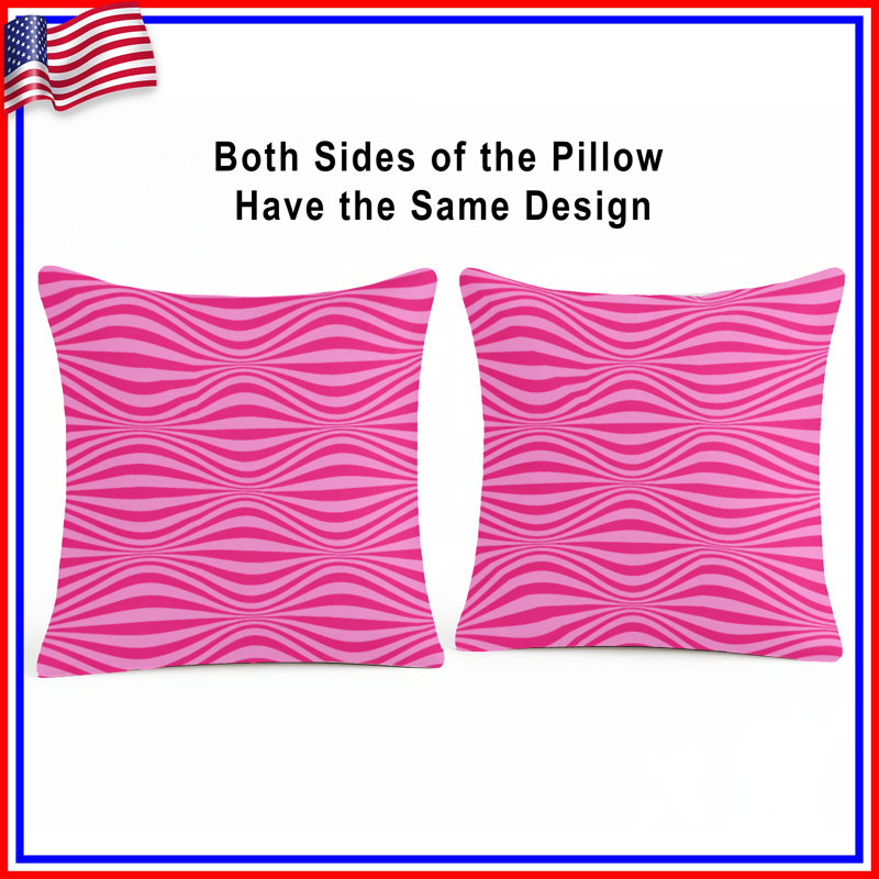 Pink Wavy Lines Double Sided Throw Pillows, 14 x 14 inches