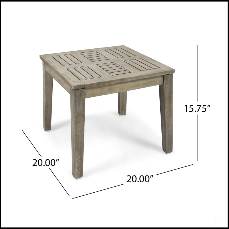 Hampton Acacia Wood Side Table, Durable And Stylish For Outdoor Use, Resistant To Weather And Darkening, Gray
