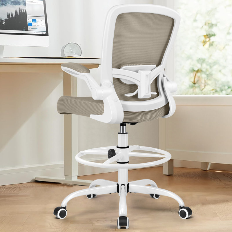 Chaise de dessinateur en filet avec repose-pieds réglable et support lombaire , Kaki