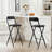 29.5" Seat Height Folding Bar Stool With Leather Seat And Metal Frame