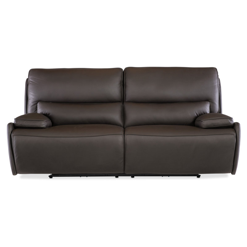 Oslo Mountain Brown Leather Reclining Sofa with Pillow-top Arms