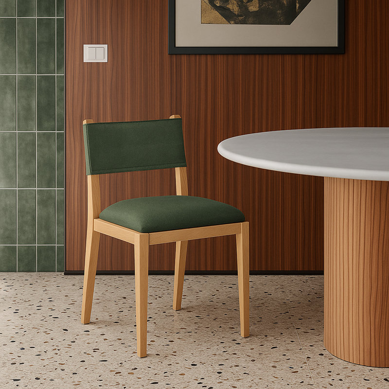 Chaise d'appoint Vina, Tissu olive texturé en lin, Teint naturel