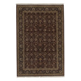 Manchuria Wool Oriental Area Rug in Wine/Black/Beige