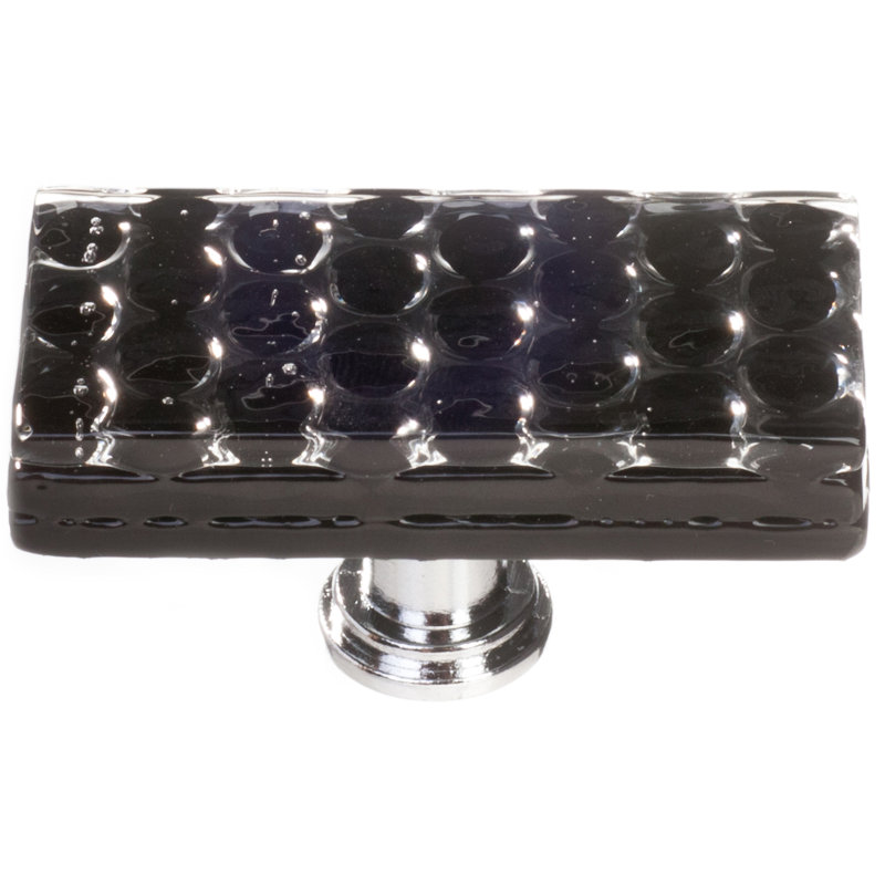 Rectangular Knob, Black, Polished Chrome