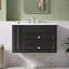 Meuble-lavabo mural de 30 po avec meuble-lavabo flottant avec 2 tiroirs, lavabo simple en céramique à 3 trous et meuble-lavabo moderne noir-1065990387