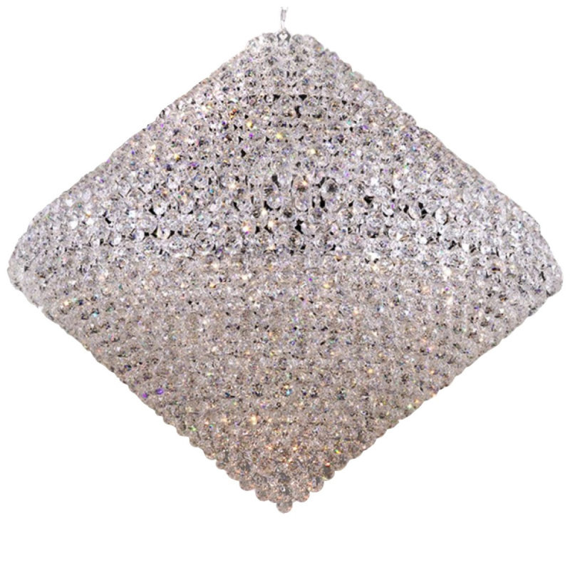 Lustre carré unique à 15 lumières Faruque, Transparent, Nickel poli, P 72 po x L 72 po