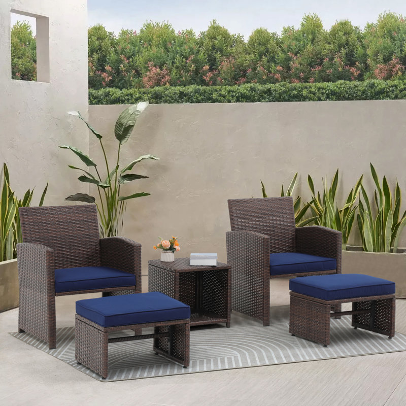 Rand 2 - Person Patio Conversation Set with Cushions, Navy