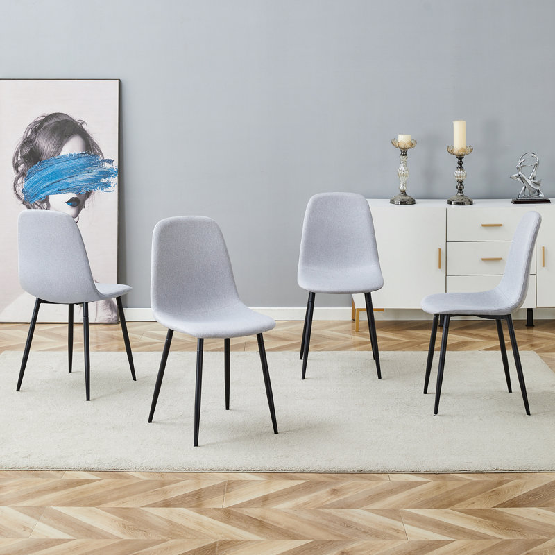 Ensemble confortable de chaises de salle à manger en lin et coton, siège et dossier intégrés, assorti à la maison moderne, 4