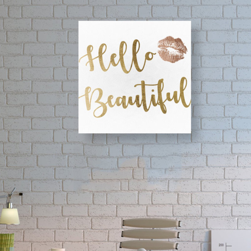 " Hello Beautiful Gold And Leather ", 24" H x 24" W x 1.5" D