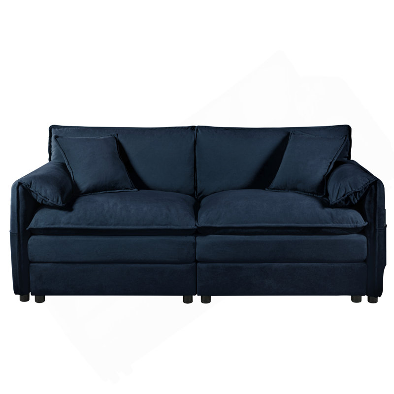 Canapé surdimensionné en chenille surdimensionné, petit canapé surdimensionné à 2 places avec nuage, causeuse moderne et confortable pour salon, chambre à coucher, bureau, combinaison de bricolage, bleu