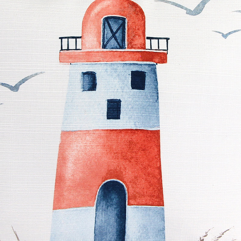Red, White and Blue Nautical Lighthouse Embroidered Square Pillow