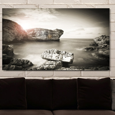 " Black And White Ocean Sunset "
