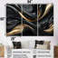 Ensemble de salon captivant or et noir I - Abstrait moderne à vagues murales-107212580-107212582