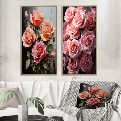 «Pink Graceful Roses Bouquet», 2 pièces