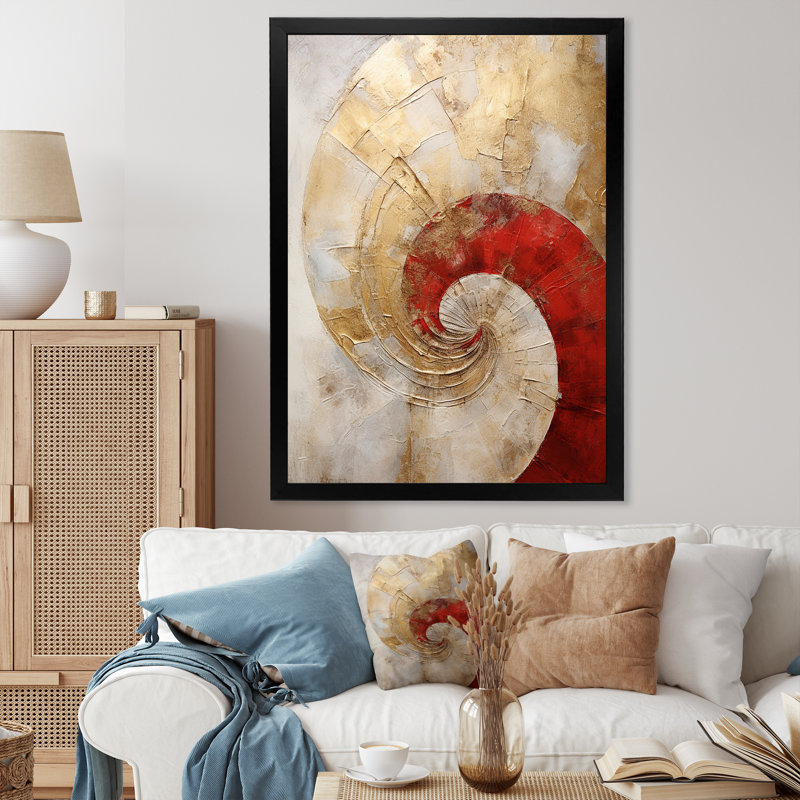Needham - Décoration murale spirales abstraites_106139, H 40 po x l 30 po x P 1,5 po, Impression noire sur toile encadrée