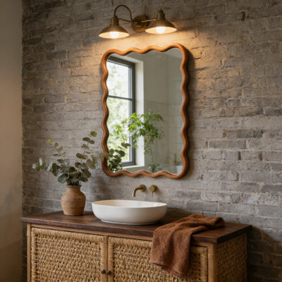 Bohemian Rectangle Wood Framed Decorative Wall Mirror