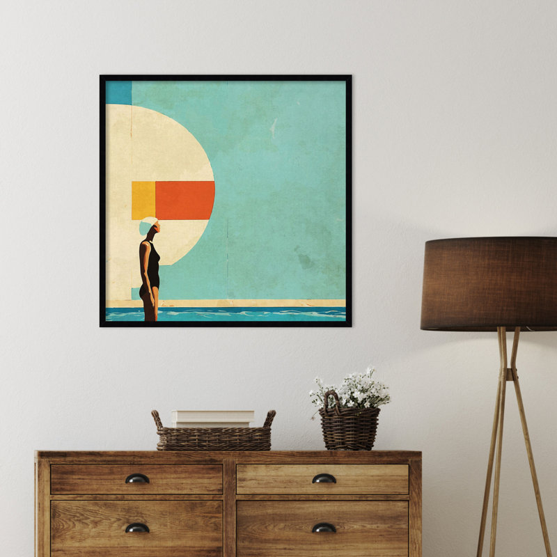 Reproduction d'art mural Mid Century Pool par Waverly, 33 x 33, Noir Svelte