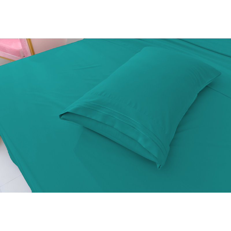 Ensemble de draps 1800 en rayonne de bambou, Grand, Sarcelle