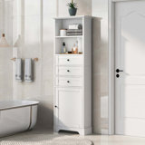 Dunshee Sturdy Tall Storage Cabinet with 3 Drawers | Adjustable Shelves | Water-Resistant MDF Finish | Multi-Room Organizer for Bathroom, Kitchen & Living Room