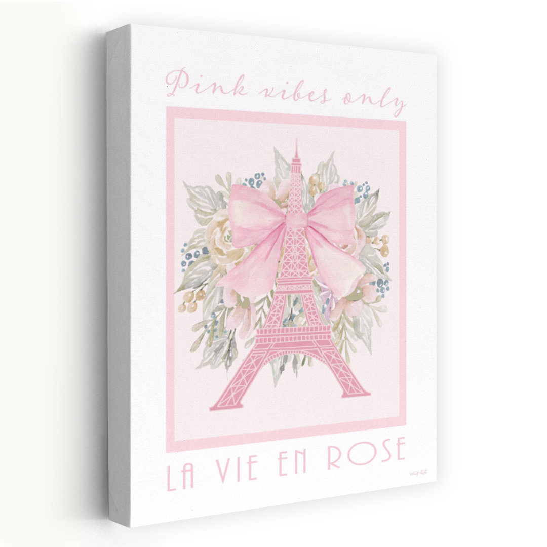 Paris France - Pink Vibes Only by Cindy Jacobs - Wrapped Canvas Print
