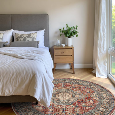 Persian Seal Plush Area Rug – Timeless Textured Accent with Non-Slip Base